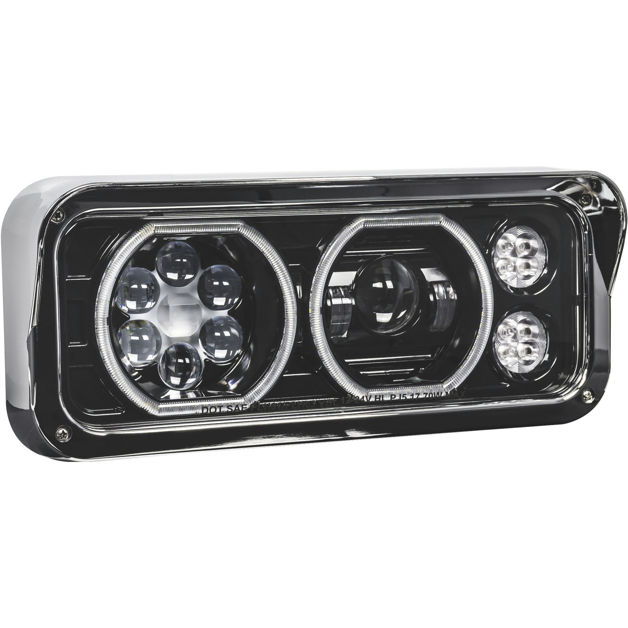 Trux Accessories 18in. x 11in. Universal Passenger's Side LED Projector Semi-Truck Headlight, Model# TLED-H123